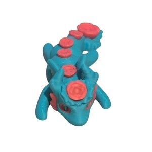 3D Printed - 2" Mini Rose Dragon - Turquoise / Pink - #3034-0312
